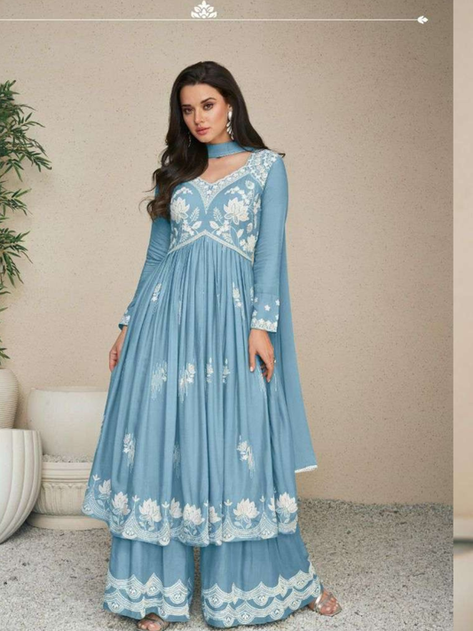 Vamika Lakhnavi Vol 5 Hit List Rayon Embroidered Suit Set with Nazmin Dupatta (5 Pcs)