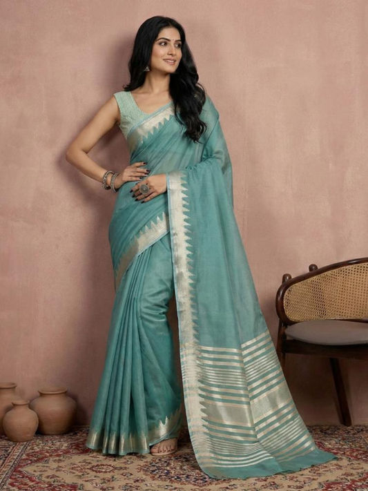 URBAN LOOM VOL 1 β Fancy Designer Cotton Silk Saree with Zari Border & Latkan