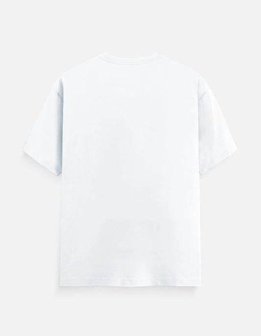 AMA B Graphic Print Oversized Cotton T-Shirt in yellow, featuring a relaxed fit and crew neck.