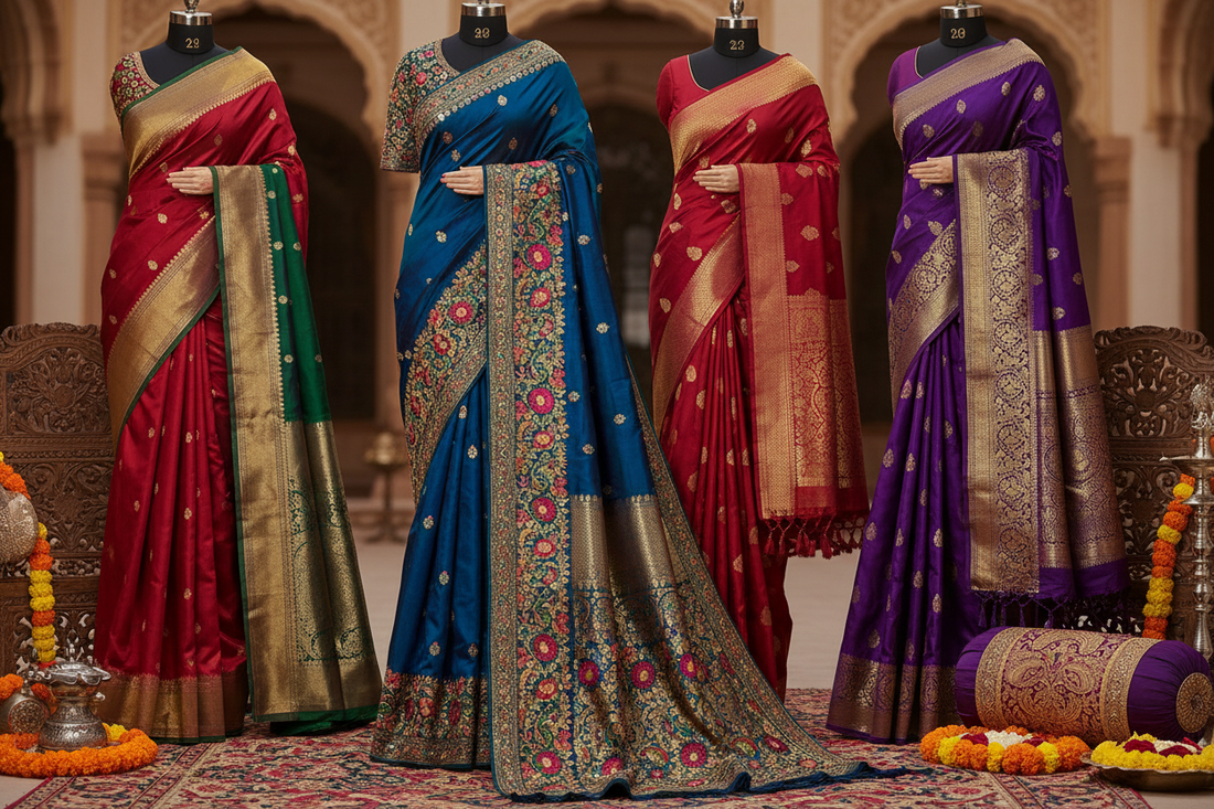 Sarees from Designer to Purple Wedding Sarees Guide