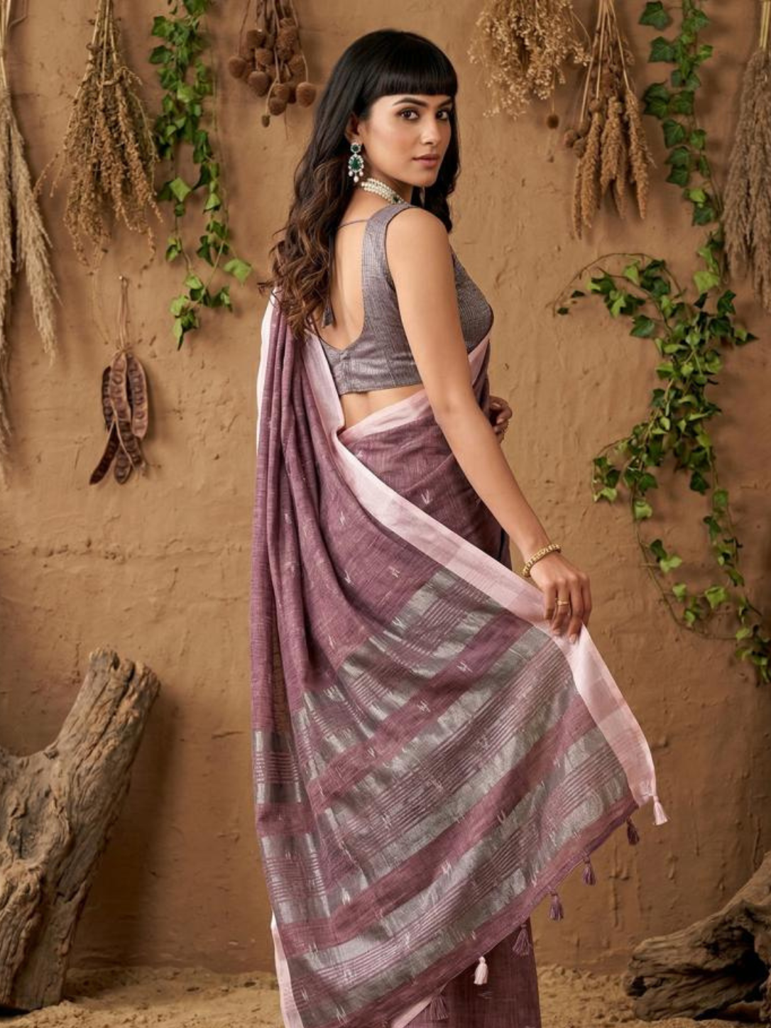 RITIKA by designer fancy Linen Cotton Soft Fabric Saree wholesale, with fancy latkan