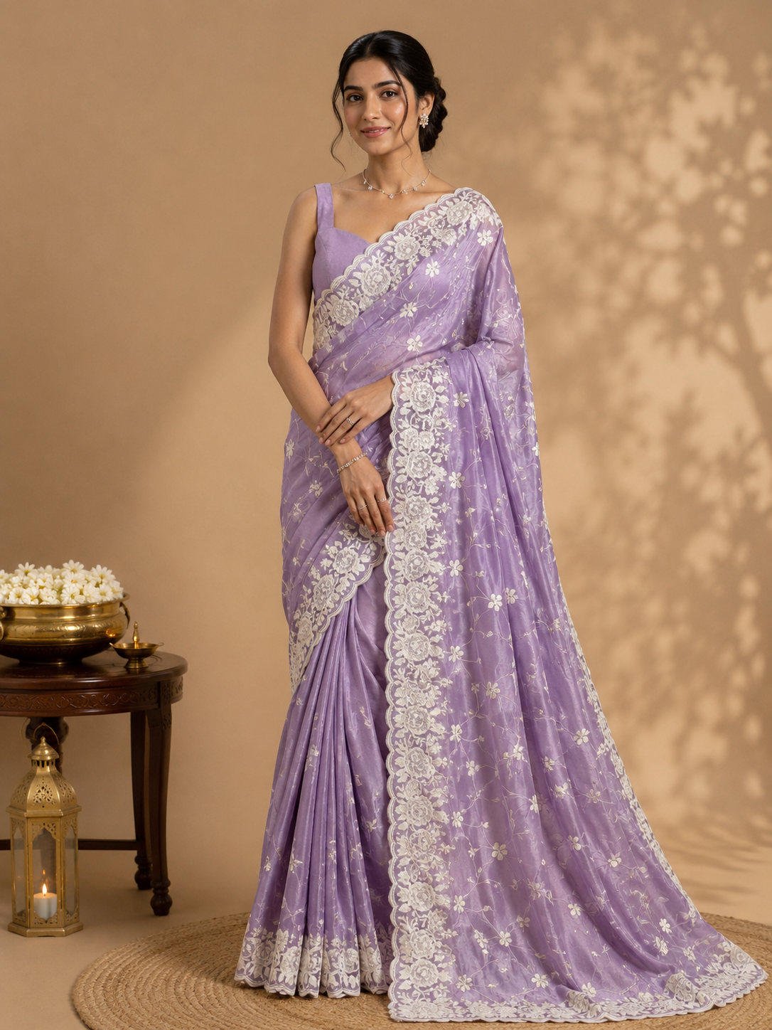 ✨ Limited Edition Soft Organza Saree with Floral Embroidery – Elegant Designer Collection