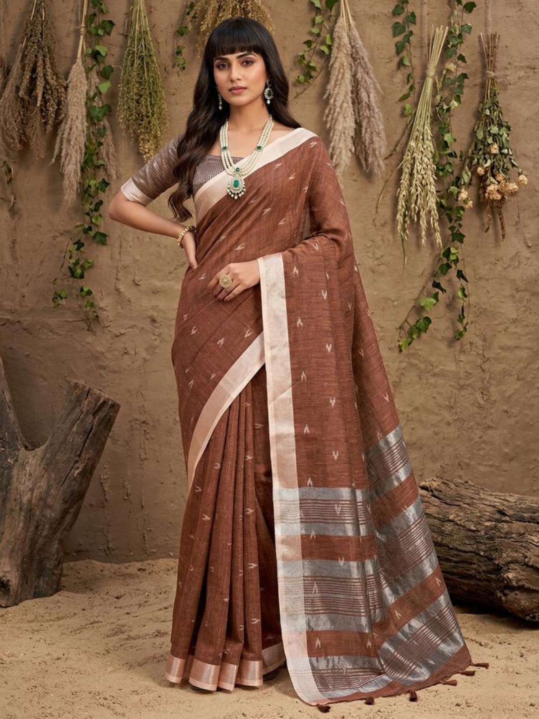 RITIKA by designer fancy Linen Cotton Soft Fabric Saree wholesale, with fancy latkan
