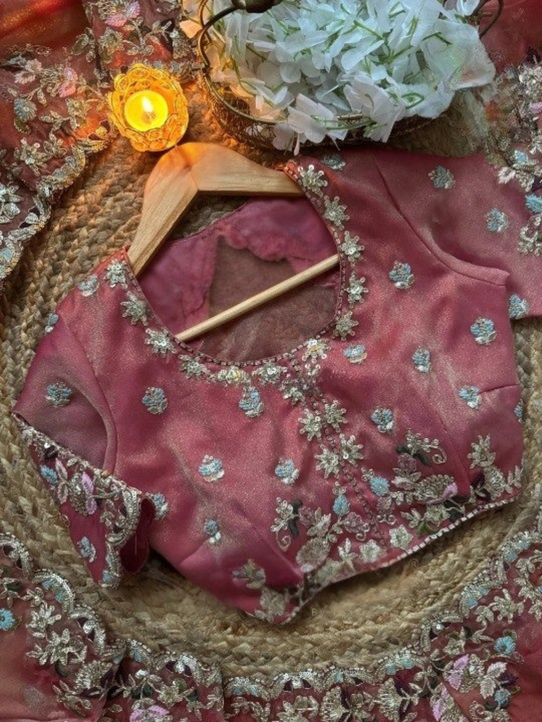 ✨ Premium Fendy Chiffon Saree with Heavy Embroidery, Cording & Multi Sequence Work
