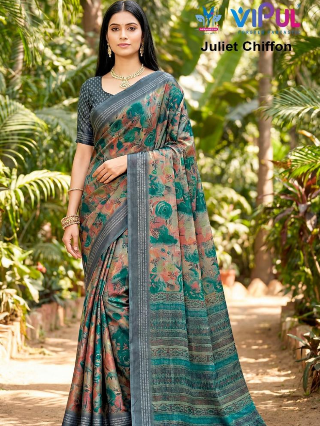 vipul fashion juliet chiffon 35497 chiffon sarees best for summers