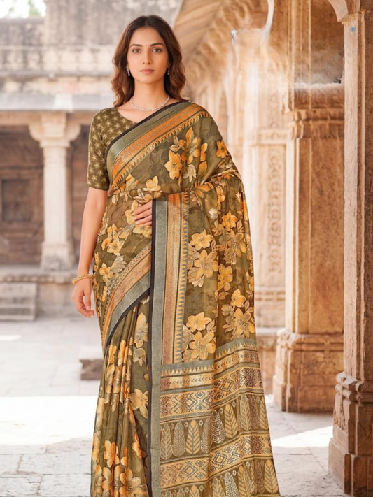 Vipul Fashion Brasso Single New Design Saree – Stylish Party Wear at Best Price