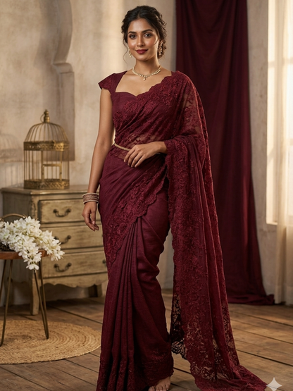 ✨ Industrial Kota Checks Embroidery Saree with Weaving Blouse – Elegant Designer Collection