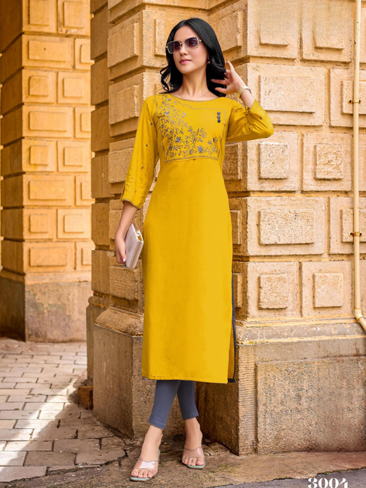 Kadlee Yashvi Rayon Kurti Collection with Thread & Hand Work (6 Designs)