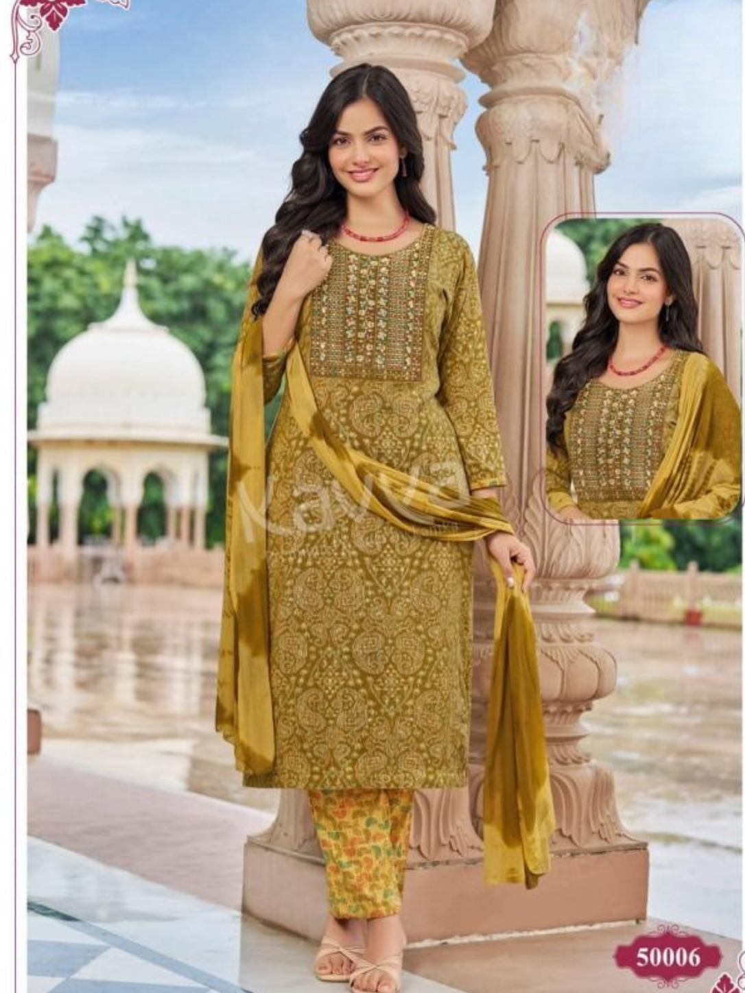 Kavya by Kanika DEEPIKA Vol 50 Capsule Kurti Set | Nazleen Dupatta with Pant | M & L | 10 Pcs Ready Stock