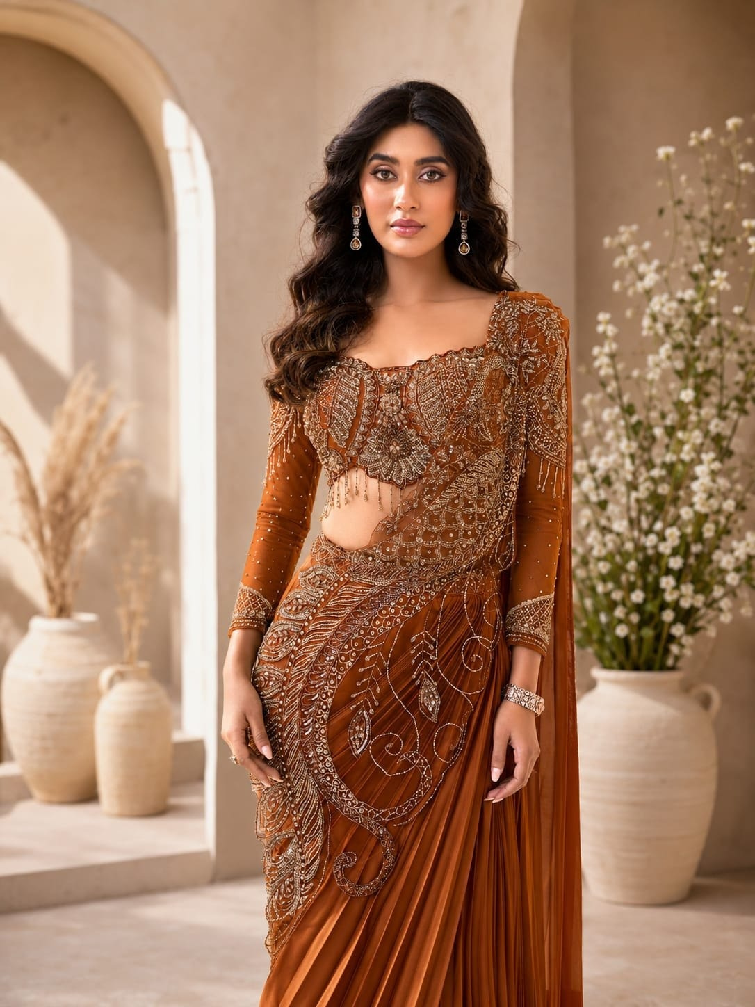 ✨ Most Trending Ready-To-Wear Drape Saree – Premium Rangoli Silk with Multi Thread Embroidery & Sequence Work