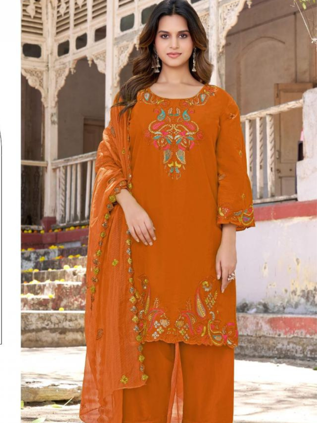 Khas 407A-D Cotton Suit Set | Cambric Embroidered Kurti with Farshi Salwar & Dupatta | XL & XXL | Viral Collection