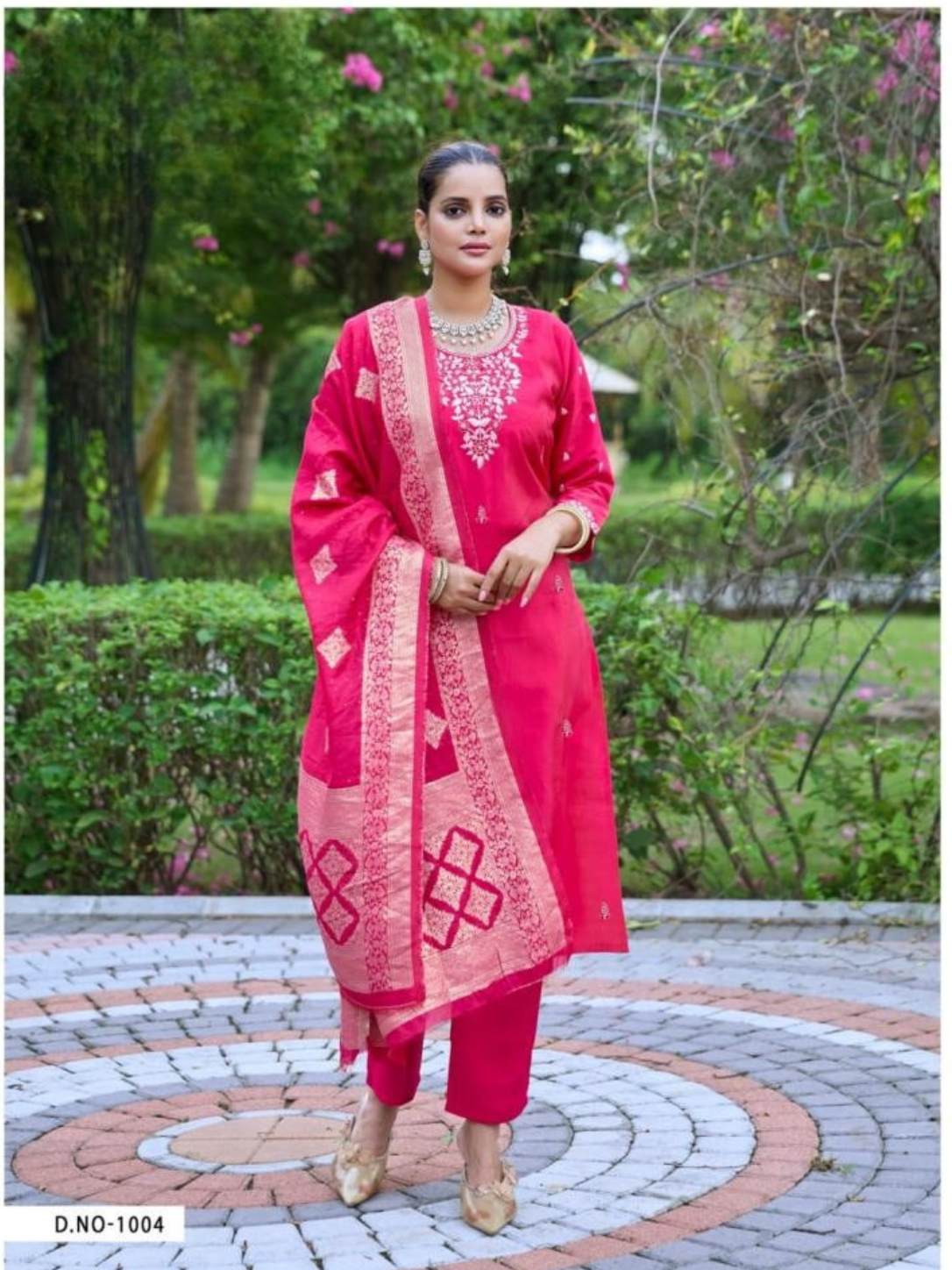 Mystic9 AISHWARYA Vol 1 Roman Silk Shimmer Suit Set | Embroidered Straight Cut with Chanderi Dupatta | M to 3XL | Ready Stock