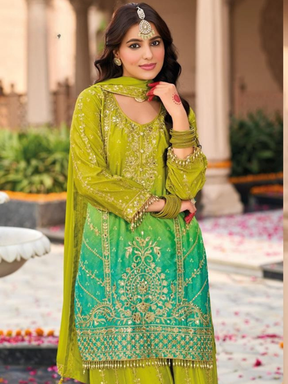 Eba Lifestyle Rangeen Chinon Embroidered Designer Suit Set with Dupatta (3 Pcs)