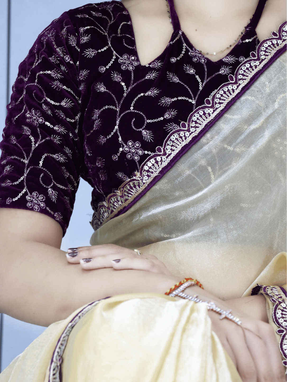Premium Fendy Silk Saree With Velvet Blouse ✨👜