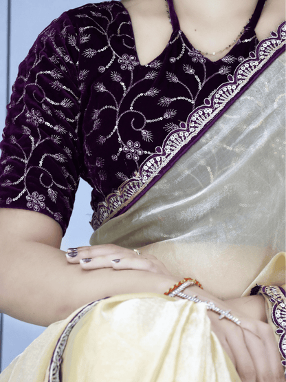 Premium Fendy Silk Saree With Velvet Blouse ✨👜