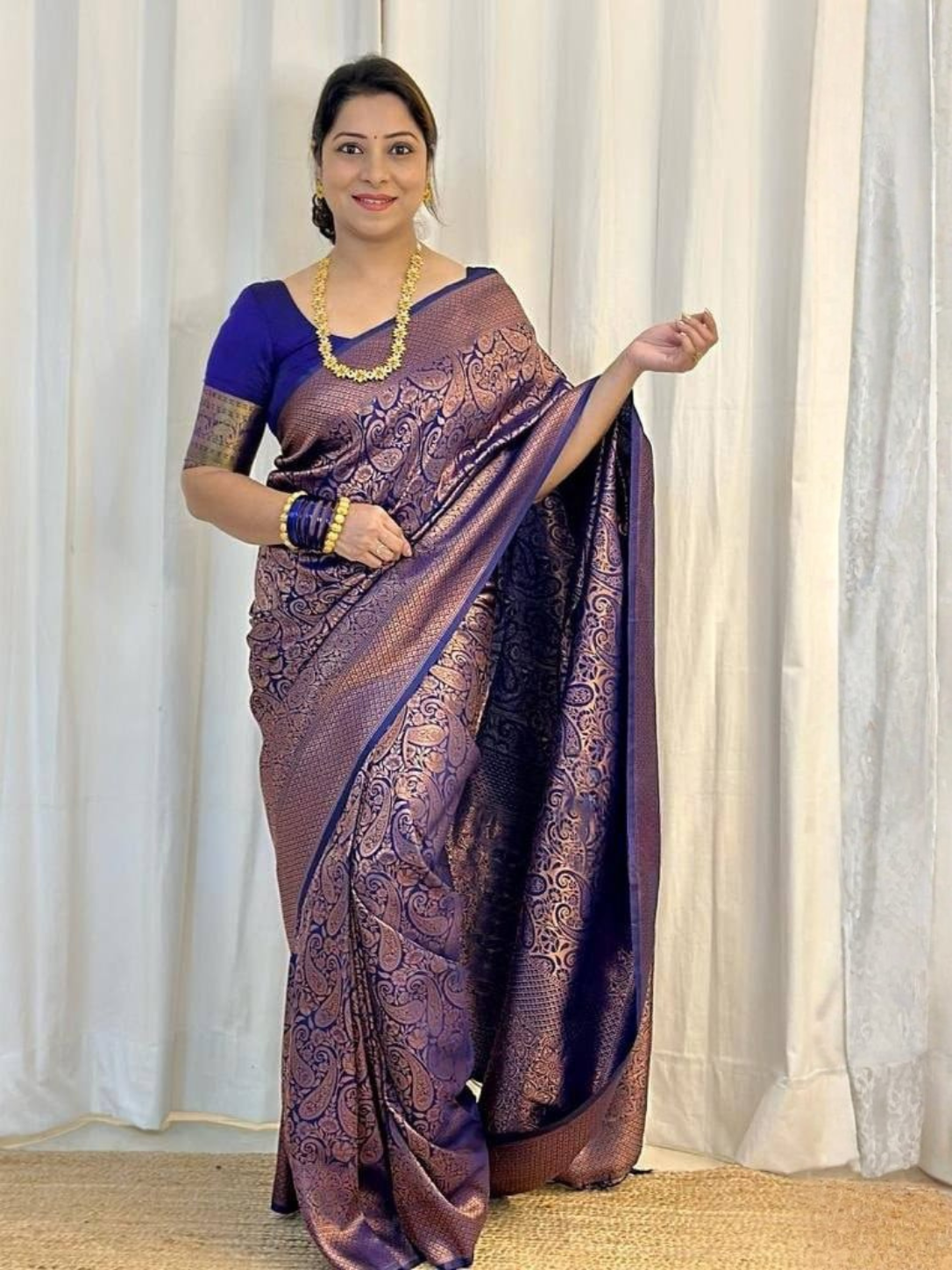 Soft Lichi Silk Jacquard Saree | Rich Pallu Designer Saree with Exclusive Border