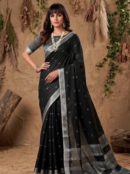 RITIKA by designer fancy Linen Cotton Soft Fabric Saree wholesale, with fancy latkan