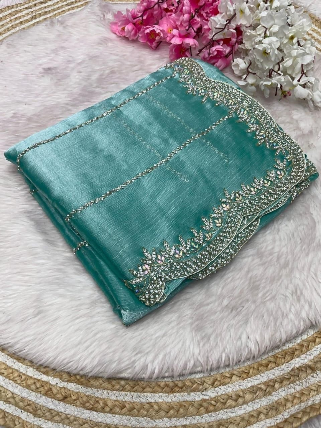 RO14492 Zimmy Choo Designer Saree | Khatli Cut Dana & Diamond Handwork | Premium Party Wear Saree