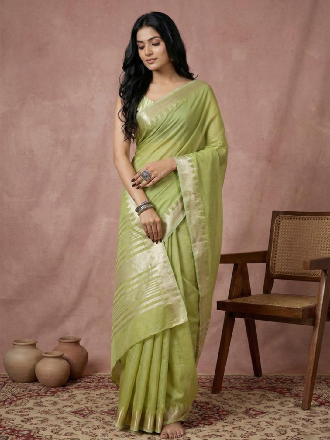 URBAN LOOM VOL 1 – Fancy Designer Cotton Silk Saree with Zari Border & Latkan