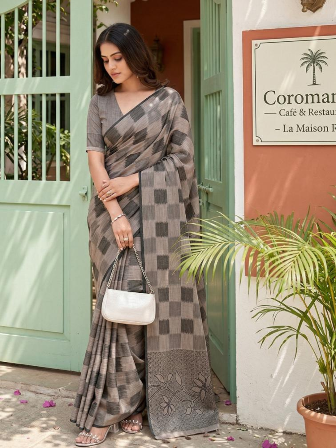 VANYA by fancy designer soft Linen Cotton Soft Fabric Saree wholesale with fancy latkan