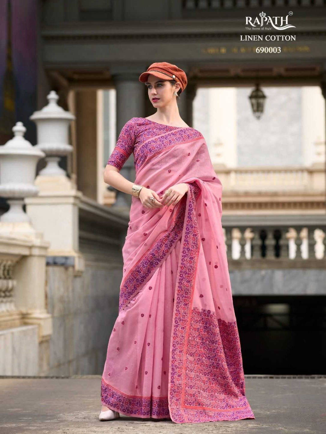 prajanya by rajpath linen cotton ethnic design saree exports