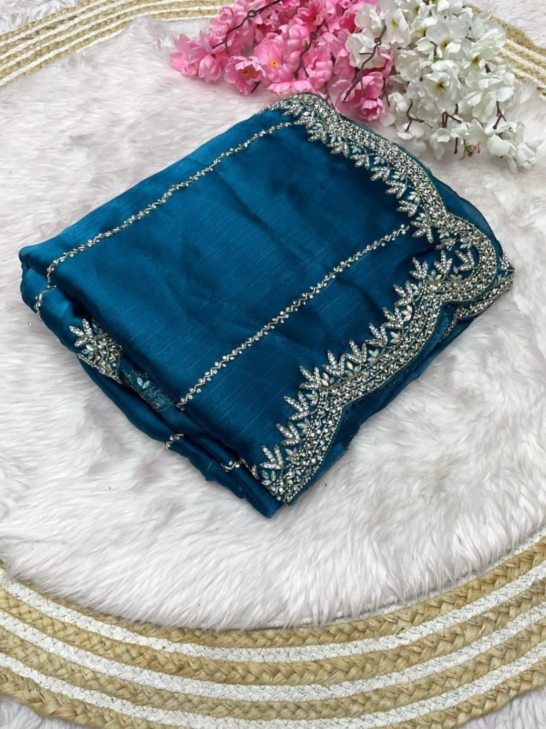 RO14492 Zimmy Choo Designer Saree | Khatli Cut Dana & Diamond Handwork | Premium Party Wear Saree