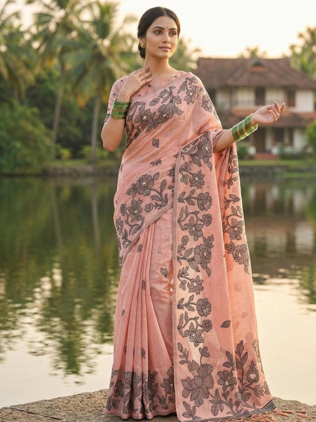 YASHODA by the fancy designer of Soft Linen Cotton fabric saree wholesale and Fancy latkan