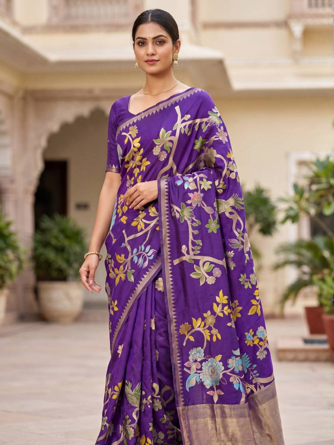 Pure Soft Khadi Crepe Silk Weaving Saree | Bird Motif Designer Saree with Fancy Latkans