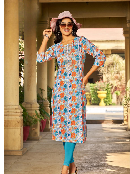 Passion Tree Pahel Vol 2 Cotton Printed Straight Tops with Embroidery (10 Designs)