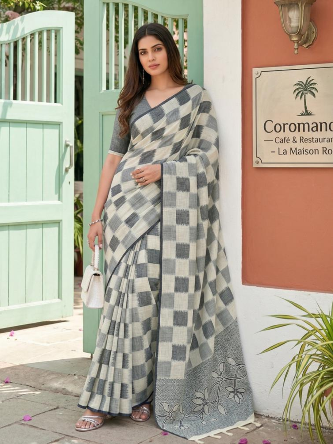 VANYA by fancy designer soft Linen Cotton Soft Fabric Saree wholesale with fancy latkan