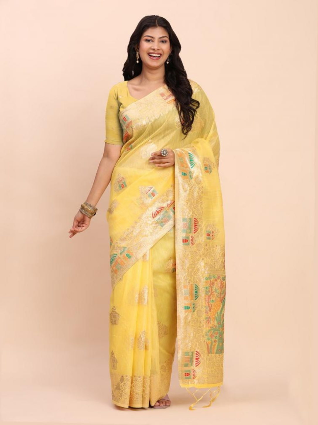 Linen STORI from Astita fancy design linen Fabric saree wholesale, with latkan
