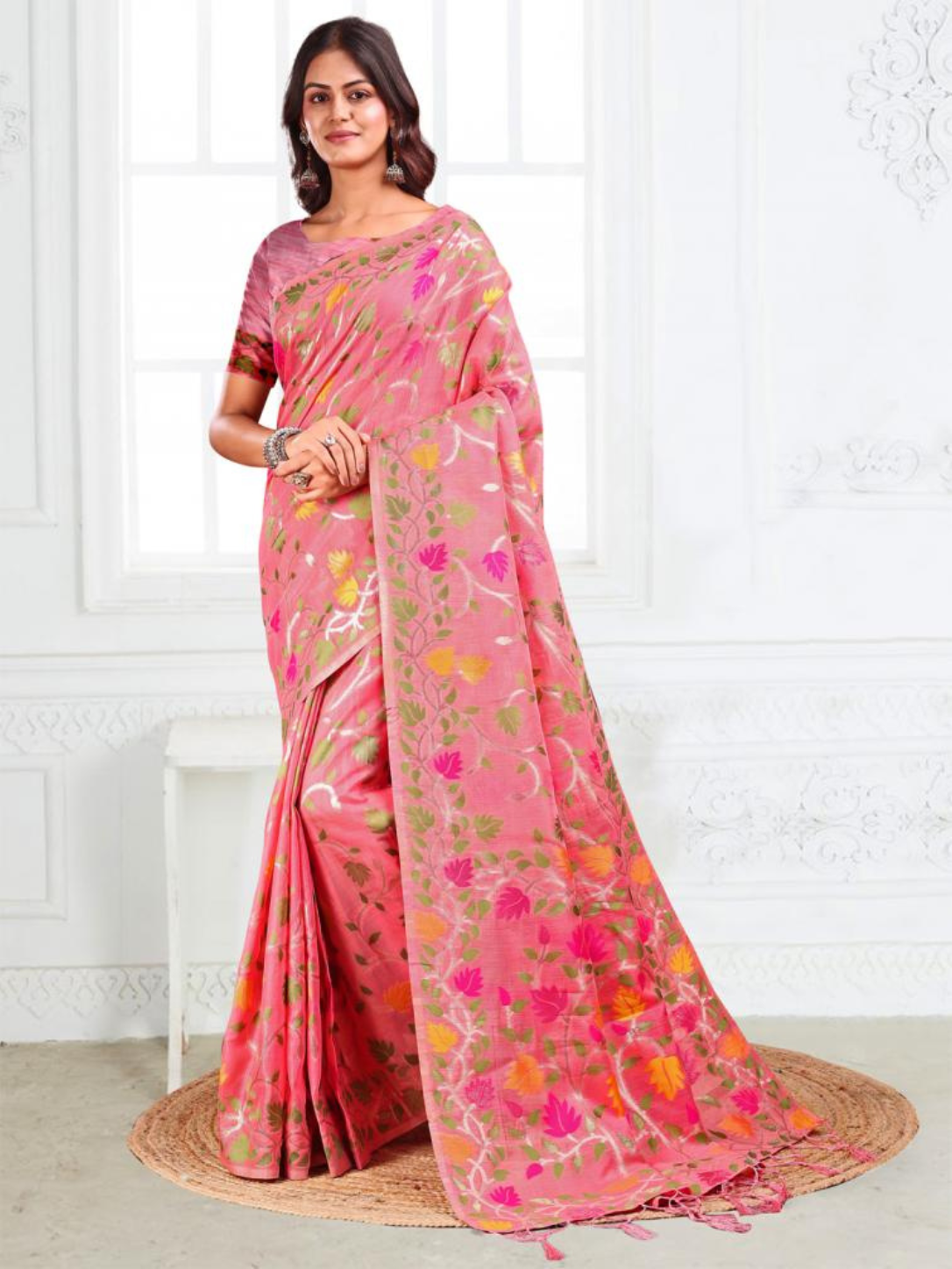 GULBAHAR by Astita elegant designer linen Fabric Saree Wholesale with Latkan