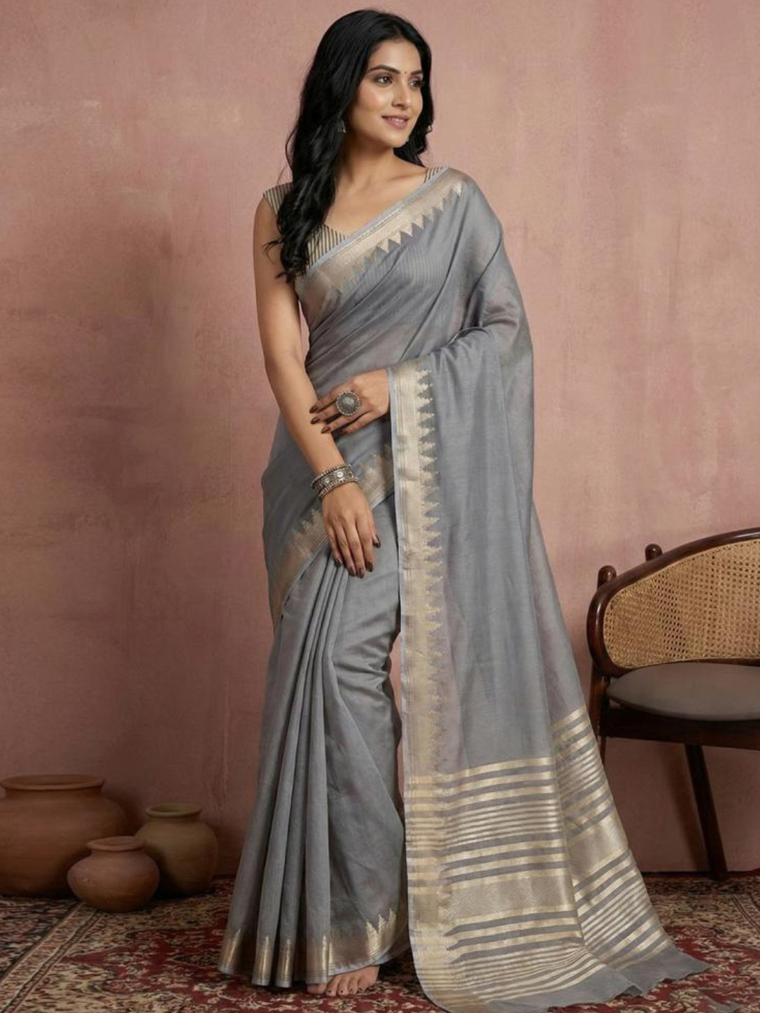 URBAN LOOM VOL 1 – Fancy Designer Cotton Silk Saree with Zari Border & Latkan