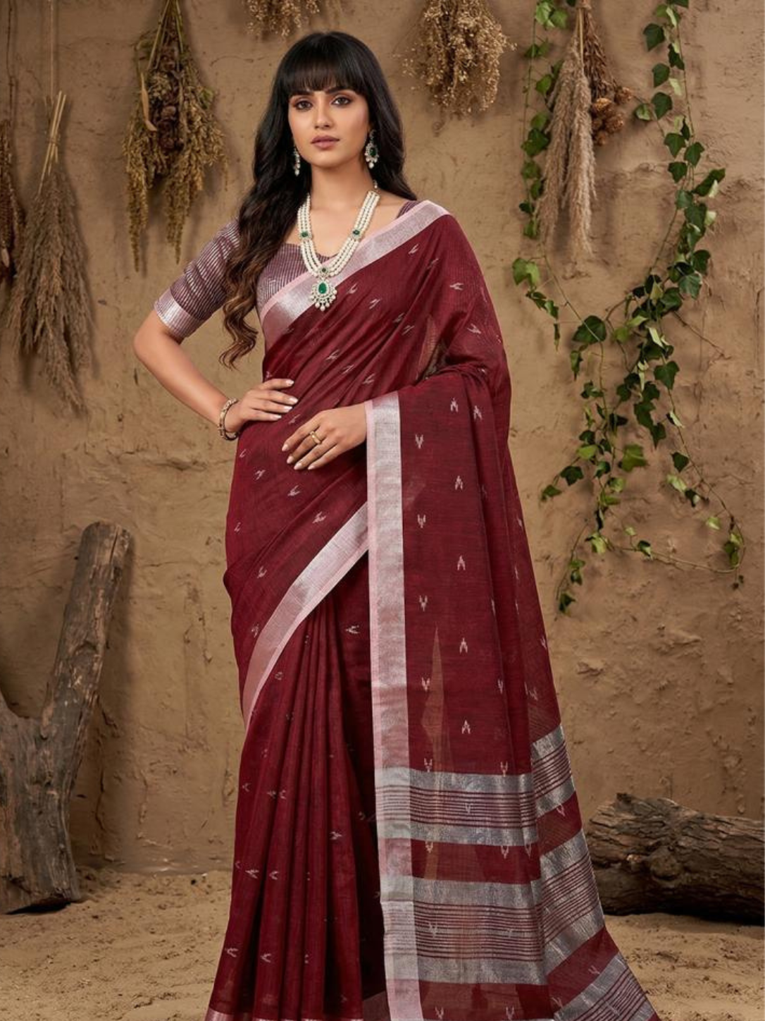 RITIKA by designer fancy Linen Cotton Soft Fabric Saree wholesale, with fancy latkan