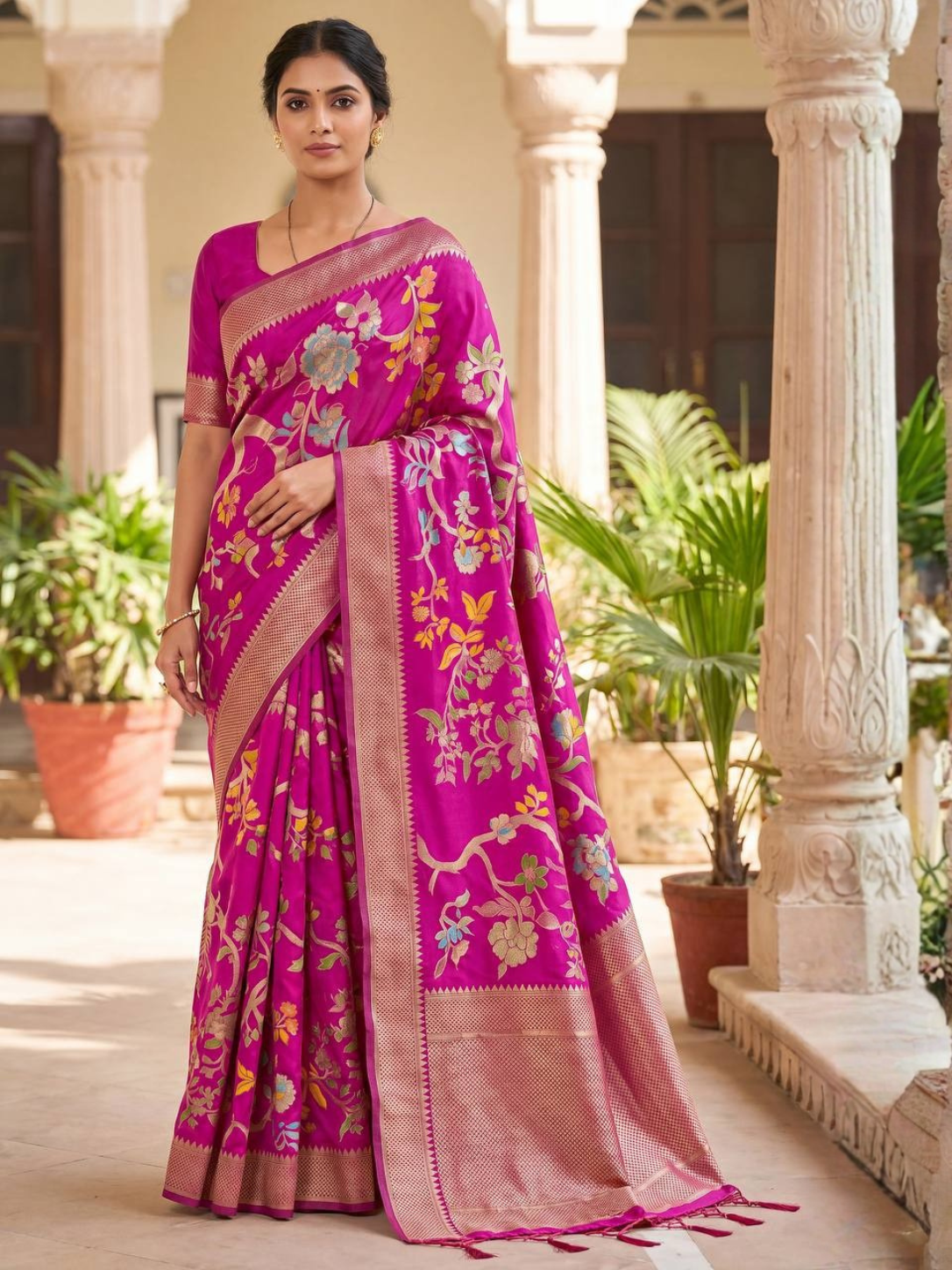 Pure Soft Khadi Crepe Silk Weaving Saree | Bird Motif Designer Saree with Fancy Latkans