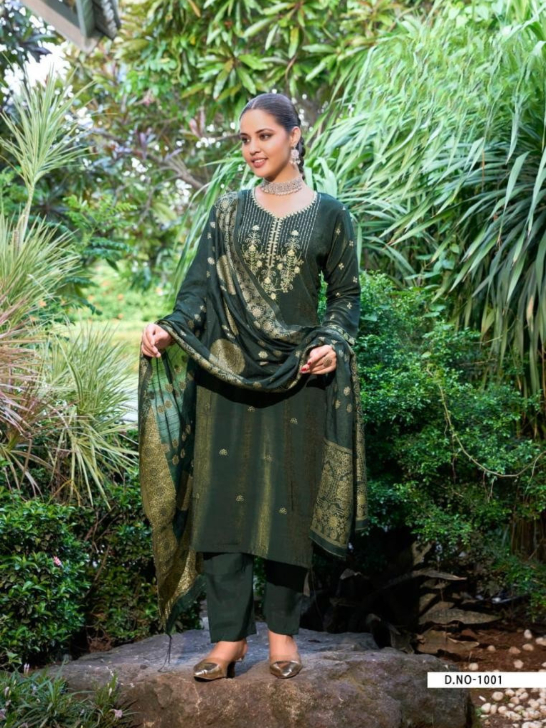 Mystic9 AISHWARYA Vol 1 Roman Silk Shimmer Suit Set | Embroidered Straight Cut with Chanderi Dupatta | M to 3XL | Ready Stock