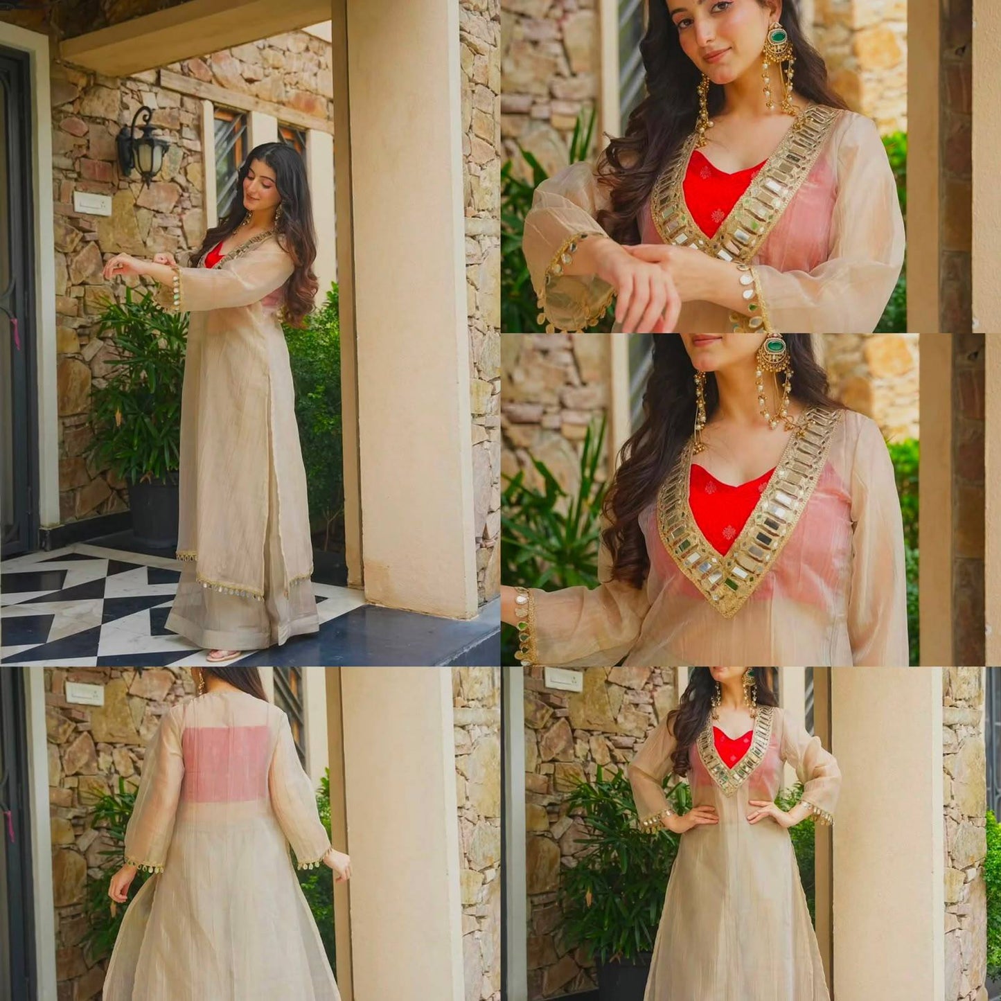 Designer Party Wear Top & Palazzo Set with Mirror Work & Embroidery | RO18126