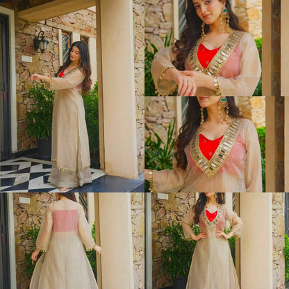 Designer Party Wear Top & Palazzo Set with Mirror Work & Embroidery | RO18126