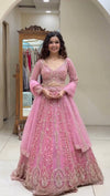 Pink Two-Tone Bridal Lehenga Choli Set with Heavy Embroidery, Beads & Sequin Work with Dupatta – RO20120