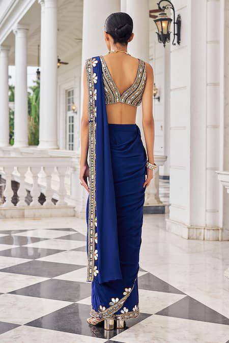 Premium Ready to Wear Faux Georgette Saree with Real Mirror Work | Designer Party Wear, Wedding & Festive Saree with Unstitched Blouse