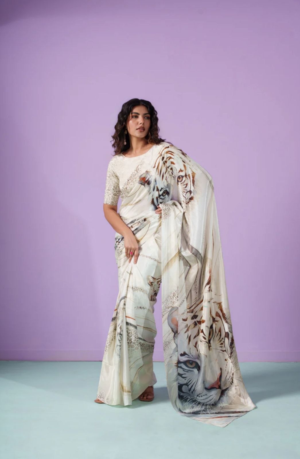 Premium Original Japan Satin Saree with Digital Print | Designer Party Wear, Wedding & Festive Saree with Matching Blouse
