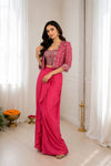 RO17451 Pink Chinon Silk Koti with Dhoti Lehenga Set | Embroidered Ready-to-Wear Party Wear Lehenga for Women