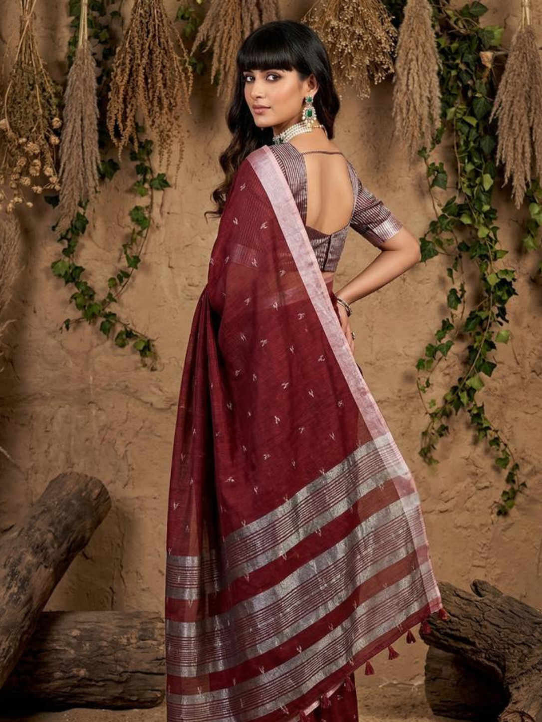 RITIKA by designer fancy Linen Cotton Soft Fabric Saree wholesale, with fancy latkan