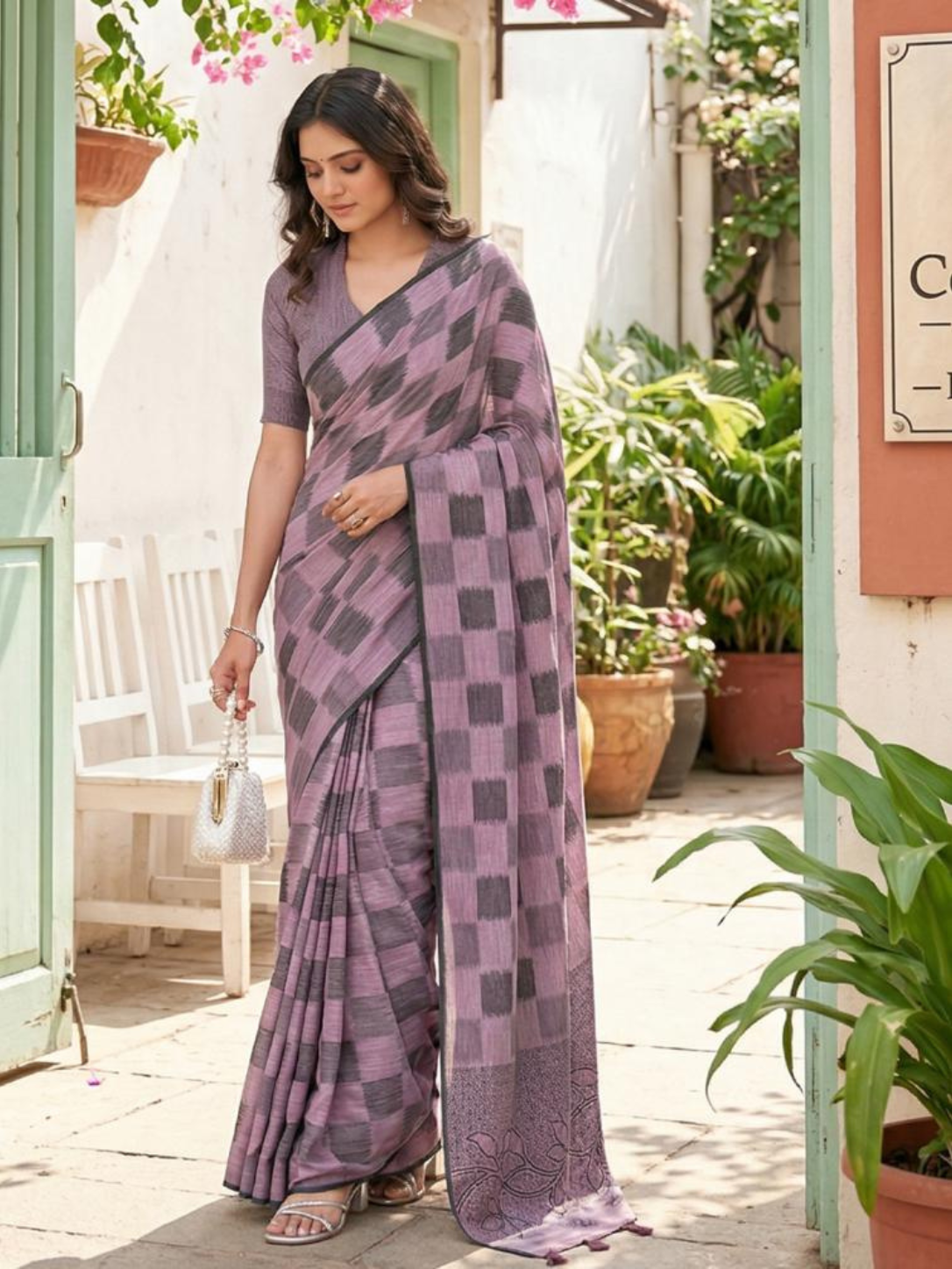 VANYA by fancy designer soft Linen Cotton Soft Fabric Saree wholesale with fancy latkan
