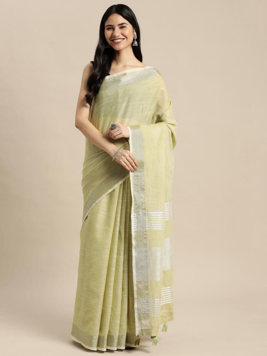 FINLAND by Astita fancy linen cotton Fabric saree wholesale, with latkan