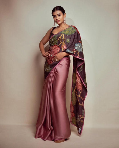 Black Rangoli Silk Kalamkari Print Saree with Hand Bead Work | Designer Party Wear & Festive Saree with Running Blouse
