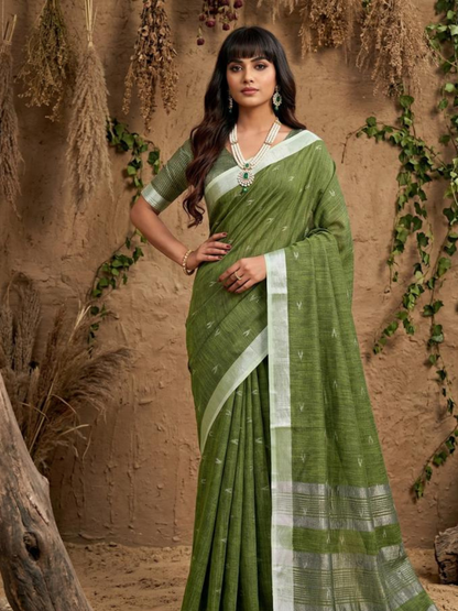 RITIKA by designer fancy Linen Cotton Soft Fabric Saree wholesale, with fancy latkan