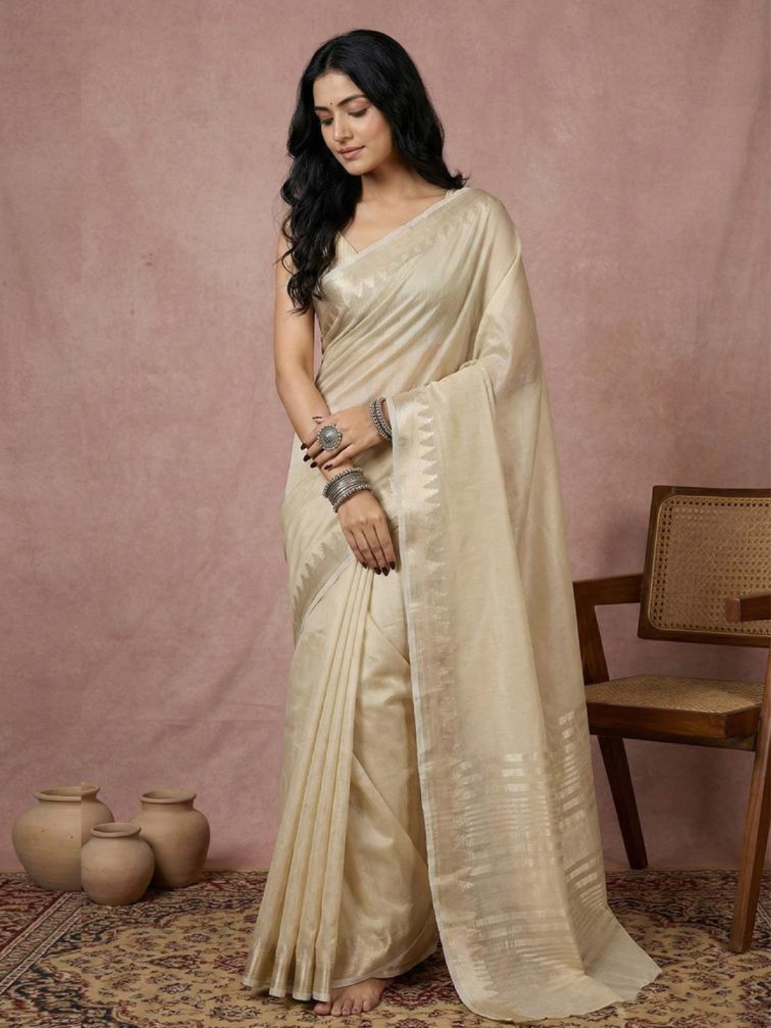 URBAN LOOM VOL 1 – Fancy Designer Cotton Silk Saree with Zari Border & Latkan