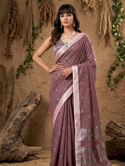 RITIKA by designer fancy Linen Cotton Soft Fabric Saree wholesale, with fancy latkan