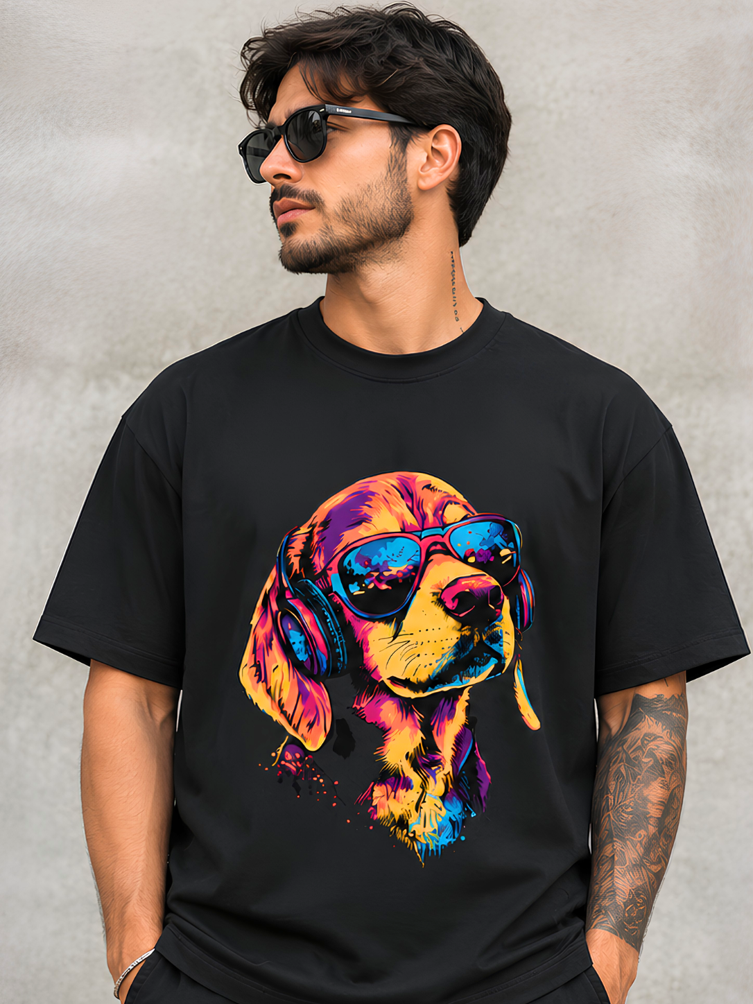 Stay Cool Neon Dog Graphic T-Shirt – Premium 100% Cotton Unisex Tee (180 GSM)